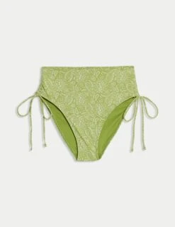M&S -M&S Printed Drawstring High Waisted Bikini Bottoms 1