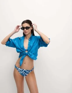 Printed Knot Detail High Leg Bikini Bottoms -M&S Printed Knot Detail High Leg Bikini Bottoms 2