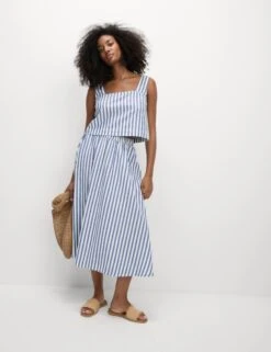 Printed Midaxi Beach Skirt With Linen -M&S Printed Midaxi Beach Skirt with Linen 4