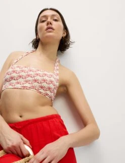 Printed Padded Halterneck Bikini Top -M&S Printed Padded Halterneck Bikini Top 3