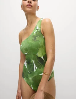Printed Padded One Shoulder Swimsuit