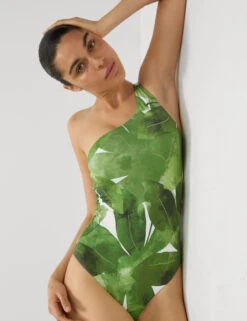 Printed Padded One Shoulder Swimsuit -M&S Printed Padded One Shoulder Swimsuit 3
