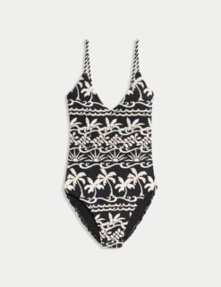 Printed Padded Plunge Swimsuit 14 Printed Padded Plunge Swimsuit -M&S Printed Padded Plunge Swimsuit 1