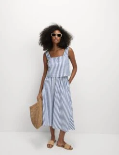 Printed Square Neck Beach Top With Linen 16 Printed Square Neck Beach Top With Linen -M&S Printed Square Neck Beach Top with Linen 3