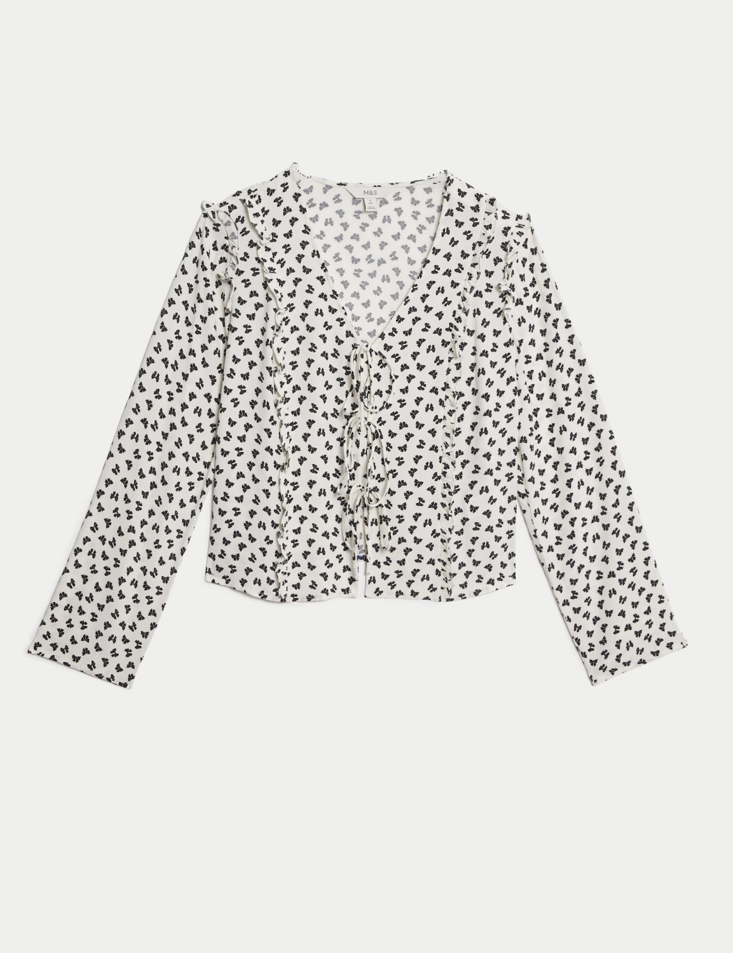 Printed Tie Front Ruffle Blouse 4 Printed Tie Front Ruffle Blouse - Image 2