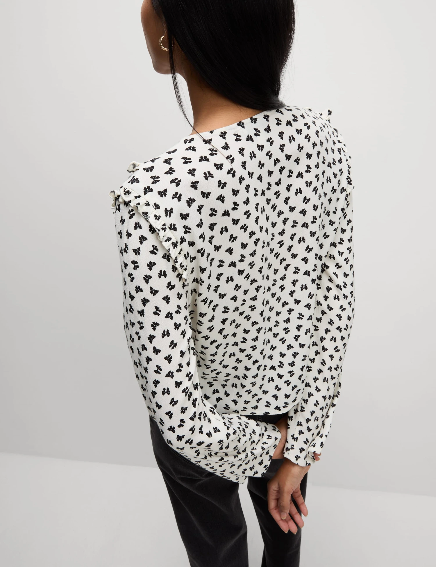 Printed Tie Front Ruffle Blouse 7 Printed Tie Front Ruffle Blouse - Image 5