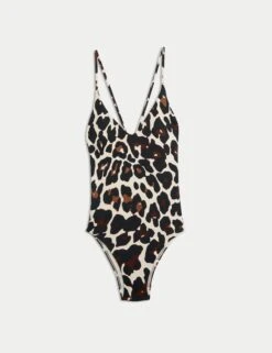 Printed Trim Detail V-Neck Plunge Swimsuit -M&S Printed Trim Detail V Neck Plunge Swimsuit 1