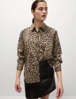 Pure Cotton Animal Print Collared Shirt -M&S Pure Cotton Animal Print Collared Shirt 2