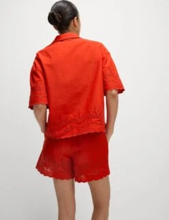 Pure Cotton Broderie Collared Button Through Beach Shirt -M&S Pure Cotton Broderie Collared Button Through Beach Shirt 4