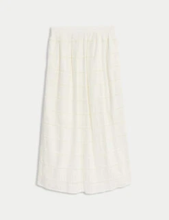 Pure Cotton Broderie Midaxi A-Line Skirt -M&S Pure Cotton Broderie Midaxi A Line Skirt 1