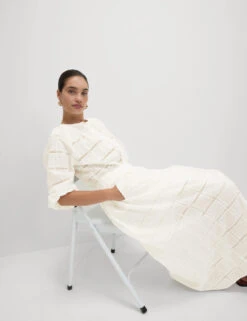 Pure Cotton Broderie Midaxi A-Line Skirt -M&S Pure Cotton Broderie Midaxi A Line Skirt 3