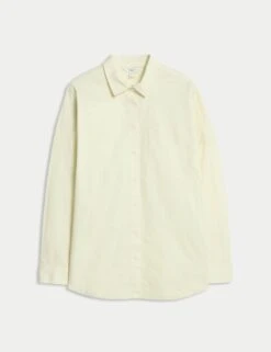Pure Cotton Collared Button Through Oversized Shirt -M&S Pure Cotton Collared Button Through Oversized Shirt 1