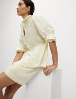 Pure Cotton Collared Button Through Oversized Shirt -M&S Pure Cotton Collared Button Through Oversized Shirt 5