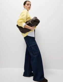 Pure Cotton Crew Neck Relaxed Sweatshirt -M&S Pure Cotton Crew Neck Relaxed Sweatshirt 2