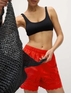 Pure Cotton Cut Out Beach Shorts -M&S Pure Cotton Cut Out Beach Shorts 2