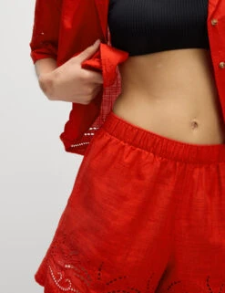 Pure Cotton Cut Out Beach Shorts