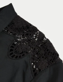 Pure Cotton Cutwork Detail Cropped Shirt -M&S Pure Cotton Cutwork Detail Cropped Shirt 5