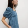 Pure Cotton Denim Striped Mini Shift Dress