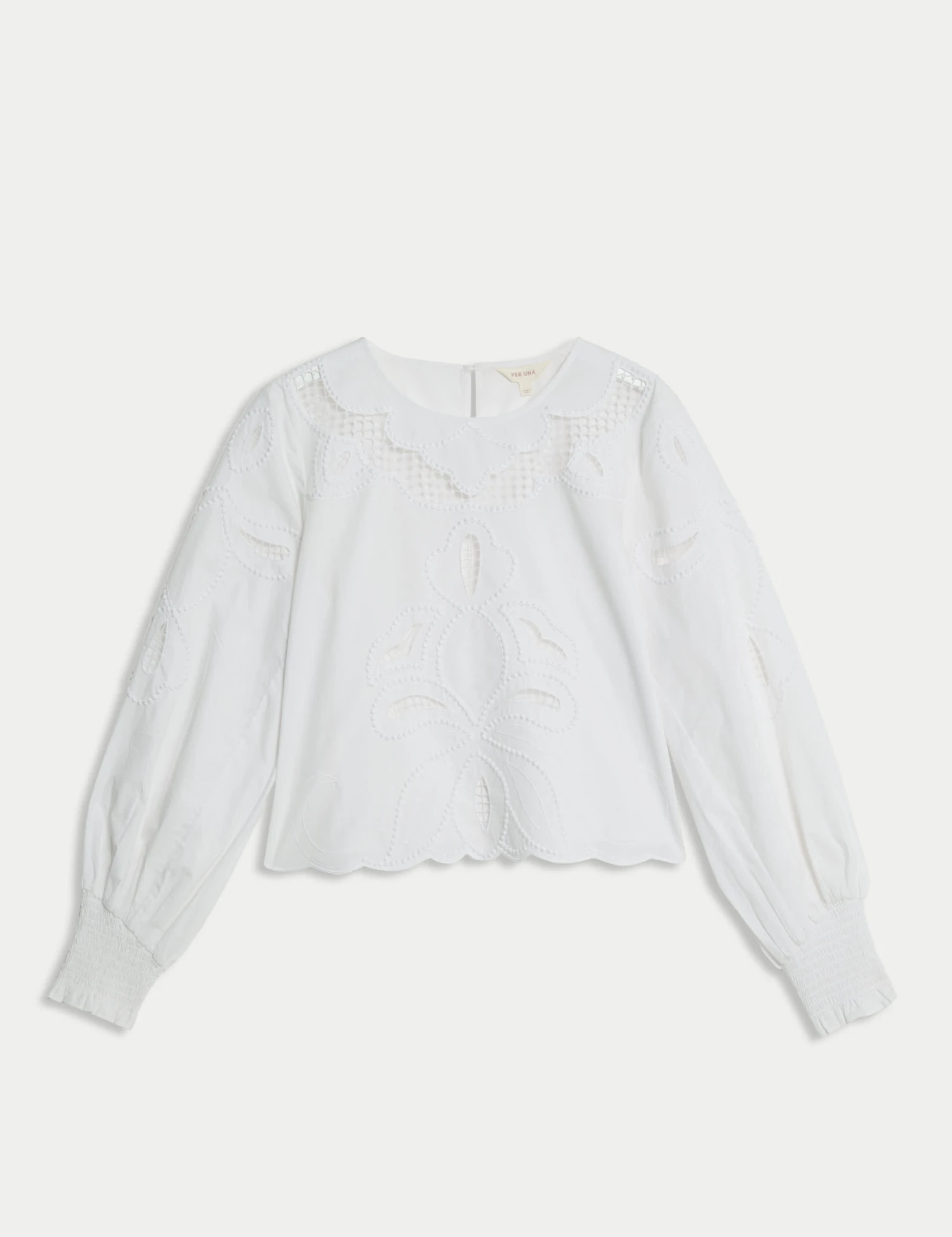 Pure Cotton Embroidered Crew Neck Blouse 4 Pure Cotton Embroidered Crew Neck Blouse - Image 2