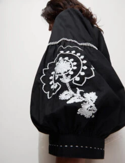 Pure Cotton Embroidered V-Neck Blouse -M&S Pure Cotton Embroidered V Neck Blouse 2