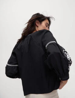 Pure Cotton Embroidered V-Neck Blouse -M&S Pure Cotton Embroidered V Neck Blouse 3