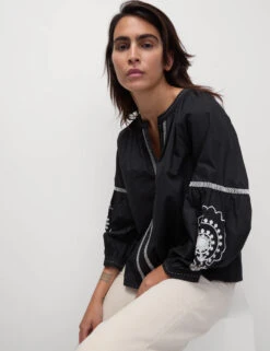 Pure Cotton Embroidered V-Neck Blouse -M&S Pure Cotton Embroidered V Neck Blouse 4