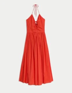 Pure Cotton Halter Neck Midaxi Beach Dress -M&S Pure Cotton Halter Neck Midaxi Beach Dress 1