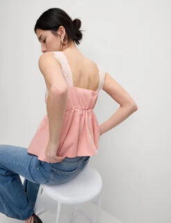 Pure Cotton Lace Detail Cami Top -M&S Pure Cotton Lace Detail Cami Top 4