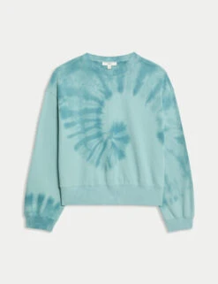 Pure Cotton Ombre Cropped Sweatshirt -M&S Pure Cotton Ombre Cropped Sweatshirt 1