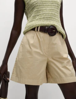 Pure Cotton Pleat Front Bermuda Shorts