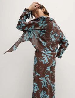 Pure Cotton Printed Button Through Beach Shirt -M&S Pure Cotton Printed Button Through Beach Shirt 2