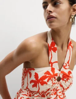 Pure Cotton Printed Crop Beach Top