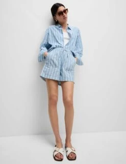 Pure Cotton Printed High Waisted Shorts -M&S Pure Cotton Printed High Waisted Shorts 3