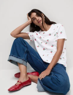 Pure Cotton Printed T-Shirt -M&S Pure Cotton Printed T Shirt 2