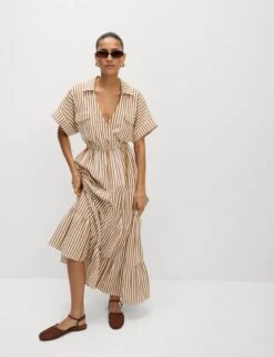 Pure Cotton Printed V-Neck Midaxi Shirt Dress 20 Pure Cotton Printed V-Neck Midaxi Shirt Dress -M&S Pure Cotton Printed V Neck Midaxi Shirt Dress 5