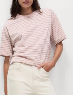 Pure Cotton Relaxed Striped Boxy T-Shirt -M&S Pure Cotton Relaxed Striped Boxy T Shirt 4