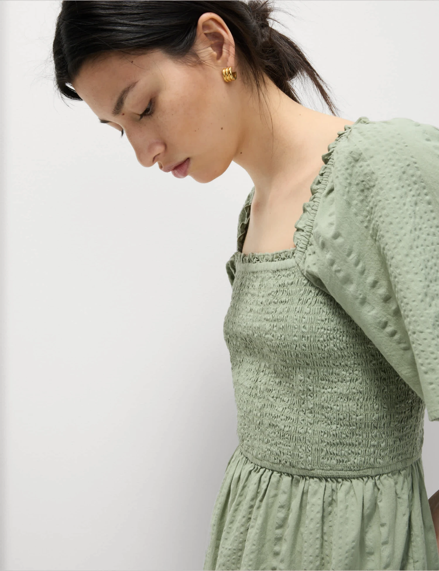 Pure Cotton Shirred Midaxi Waisted Dress 5 Pure Cotton Shirred Midaxi Waisted Dress - Image 3