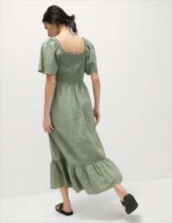 Pure Cotton Shirred Midaxi Waisted Dress 18 Pure Cotton Shirred Midaxi Waisted Dress -M&S Pure Cotton Shirred Midaxi Waisted Dress 3