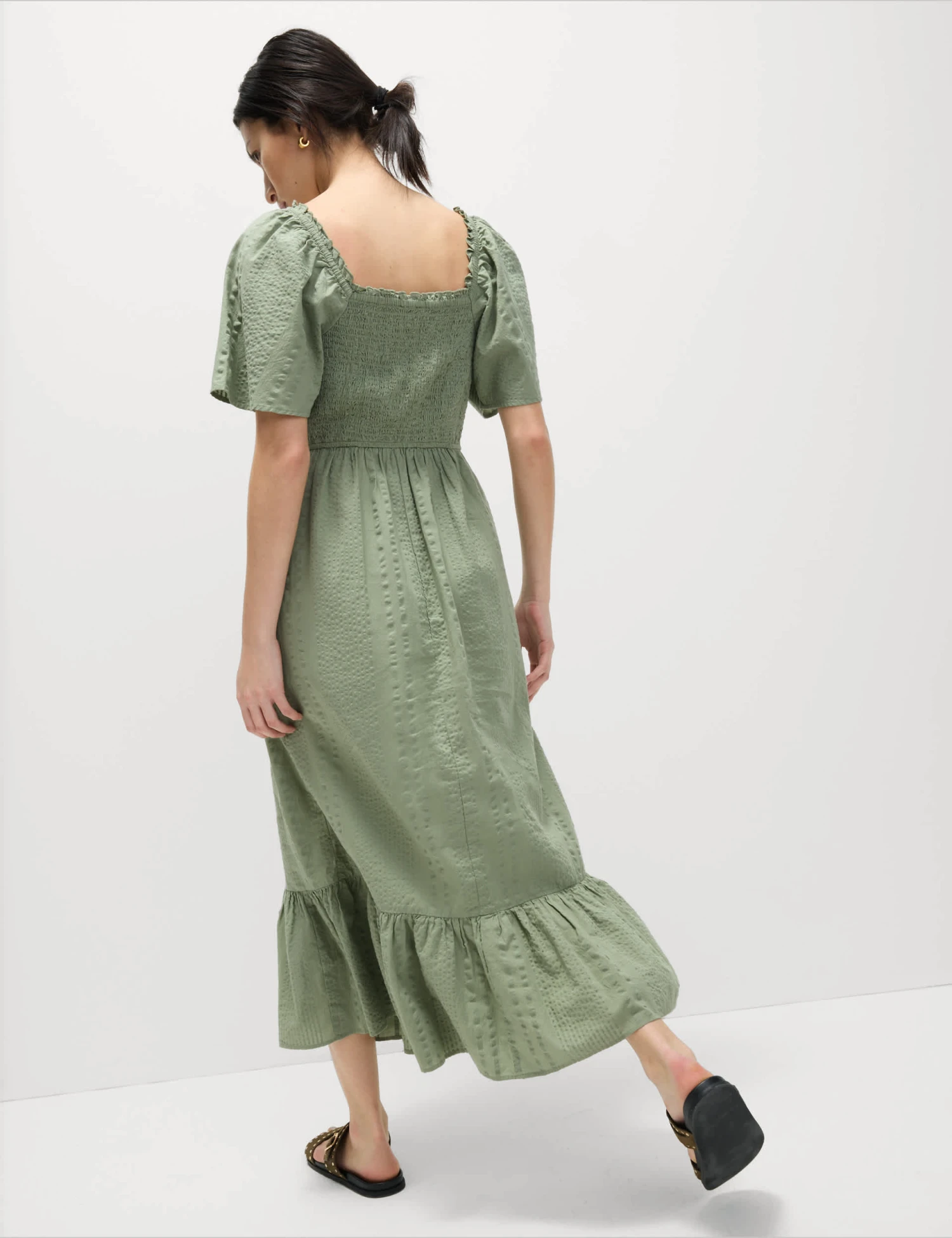 Pure Cotton Shirred Midaxi Waisted Dress 6 Pure Cotton Shirred Midaxi Waisted Dress - Image 4