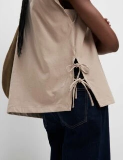 Pure Cotton Side Tie Jersey T-Shirt -M&S Pure Cotton Side Tie Jersey T Shirt 2