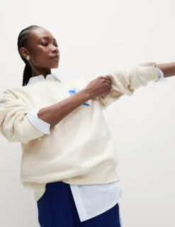 Pure Cotton Slogan Relaxed Sweatshirt -M&S Pure Cotton Slogan Relaxed Sweatshirt 3