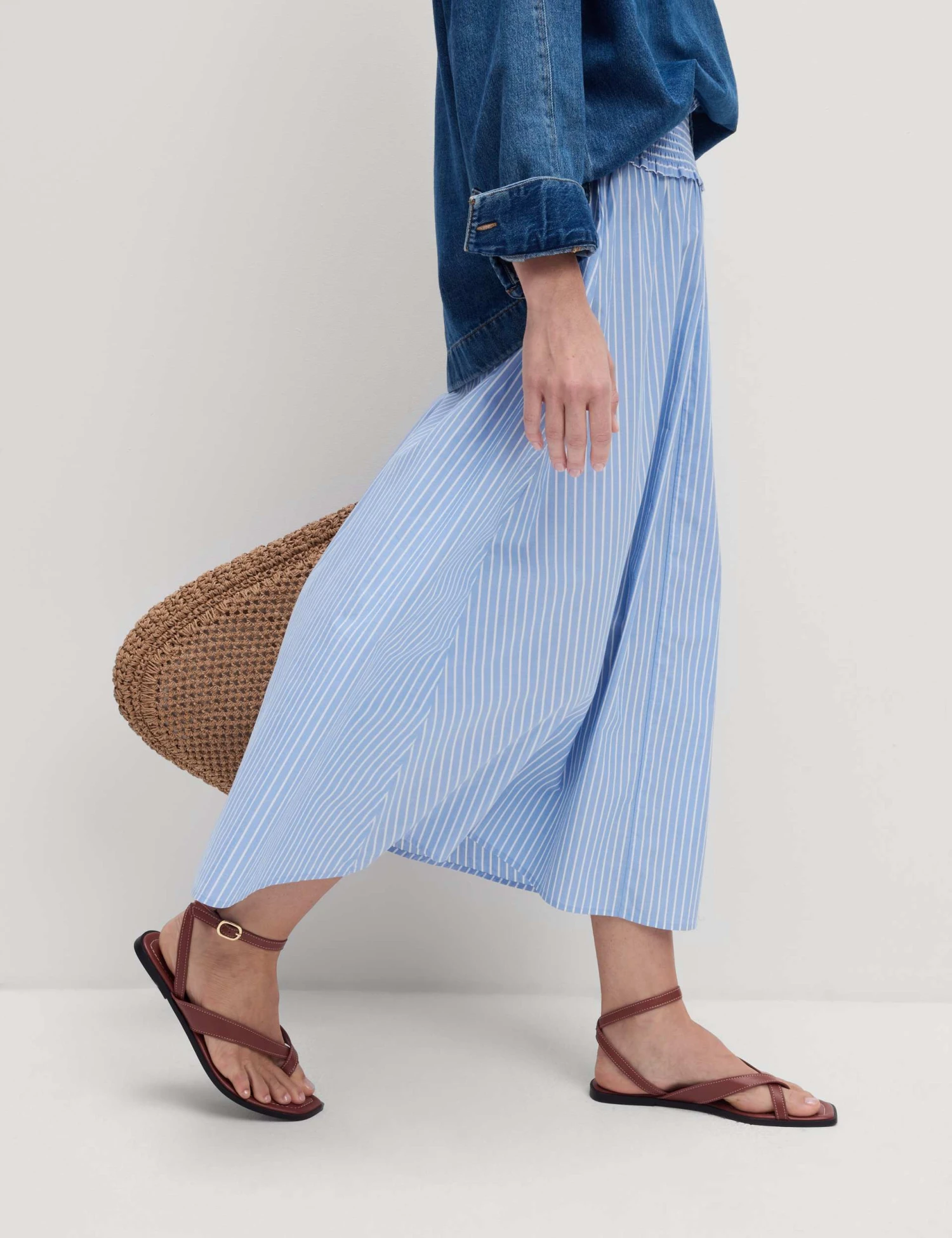 Pure Cotton Striped Midi A-Line Skirt 5 Pure Cotton Striped Midi A-Line Skirt - Image 3