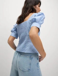 Pure Cotton Striped Square Neck Slim Fit Top -M&S Pure Cotton Striped Square Neck Slim Fit Top 3