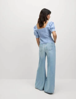 Pure Cotton Striped Square Neck Slim Fit Top -M&S Pure Cotton Striped Square Neck Slim Fit Top 4