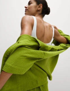 Pure Cotton Textured Collared Beach Shirt