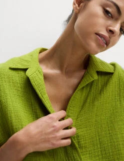 Pure Cotton Textured Collared Beach Shirt -M&S Pure Cotton Textured Collared Beach Shirt 4