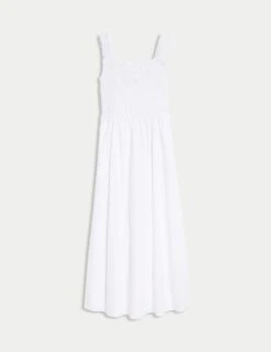 Pure Cotton Textured Midi Waisted Dress 21 Pure Cotton Textured Midi Waisted Dress -M&S Pure Cotton Textured Midi Waisted Dress 1
