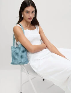 Pure Cotton Textured Midi Waisted Dress 24 Pure Cotton Textured Midi Waisted Dress -M&S Pure Cotton Textured Midi Waisted Dress 4