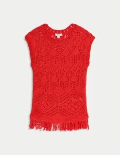 Pure Cotton Textured Slim Fit Knitted Top -M&S Pure Cotton Textured Slim Fit Knitted Top 1