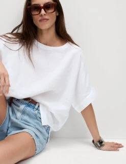 Pure Linen Round Neck Relaxed Blouse 17 Pure Linen Round Neck Relaxed Blouse -M&S Pure Linen Round Neck Relaxed Blouse 4